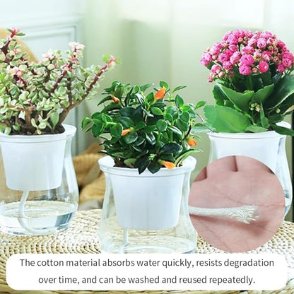 32.8 feet 1/4 Inch Natural White Self Watering Wick Cord Automatic Watering Cotton Rope System Hydroponic Wicking for Vacation Plant Care Capillary Wicks for Self Watering Planters and Pot