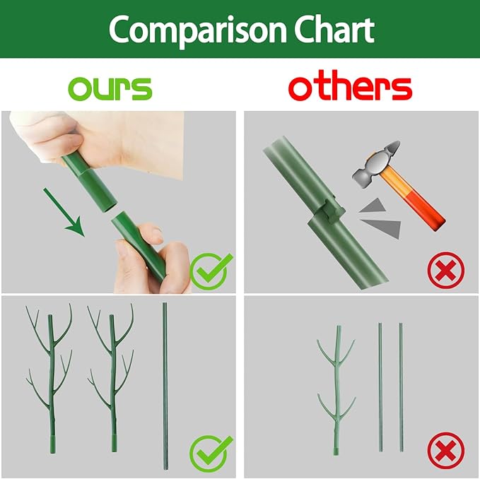 6-Pack Twig Plant Support Stakes Set with Blending Design, 28.8-Inch Towers for Indoor/Outdoor Plants