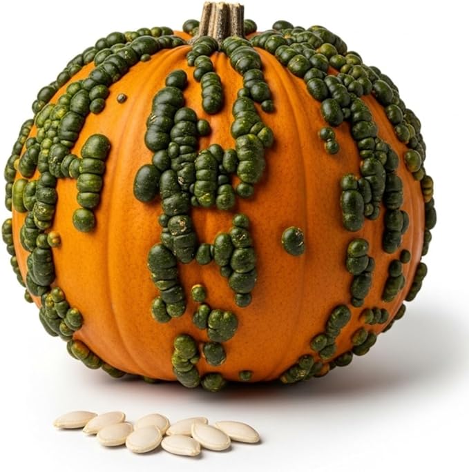 Warty Goblin Pumpkin Seeds – 10 Heirloom Seeds for Planting, Unique Warty Texture, Bright Orange, Small-Medium Size, Perfect for Halloween Decor and Fall Garden Fun