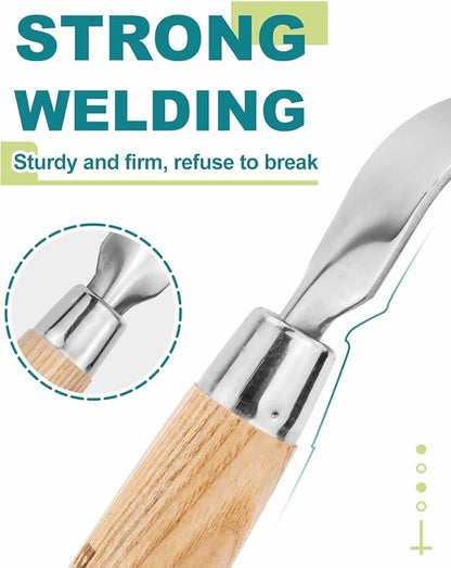 Weed Puller Tool Hand Weeder Tool Weed Remover Stick Hand Weed Digger for Gardening Weeding Pulling Digging Removing Weeds Roots Garden Manual Weeder Tool with Hard Solid Wood Handle