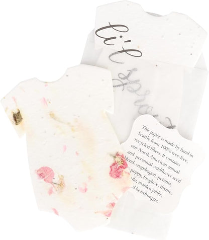 Set of 24 Onesie Seed Paper – Writable & Plantable Wildflower with Envelopes & Planting Guides, Gift for Moms or Plant Lovers for Mother’s Day, Party Favors for Weddings & Showers