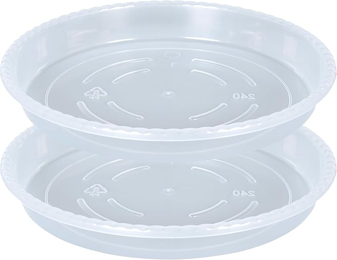 Plant Saucer 2 Pack of 12 inch, Clear Plastic Flower Plant Pot Saucer, Heavy Duty Plant Drip Trays Saucers for Indoor, Plant Water Tray for Planters