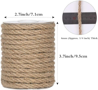 Tenn Well 6mm Jute Rope, 33 Feet Natural Craft Rope Thick Twine for Gardening, Bundling, Decorating, DIY Crafts (Brown)