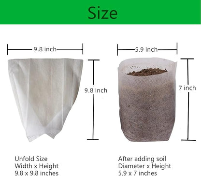 gardtree 100PCS 9.8×9.8 Inch Breathable Plant Grow Bags - Biodegradable Non-Woven Plant Nursery Bags for Seed Starting, Indoor/Outdoor Vegetables, Herbs & Flowers | Easy Transplant, Space Saving