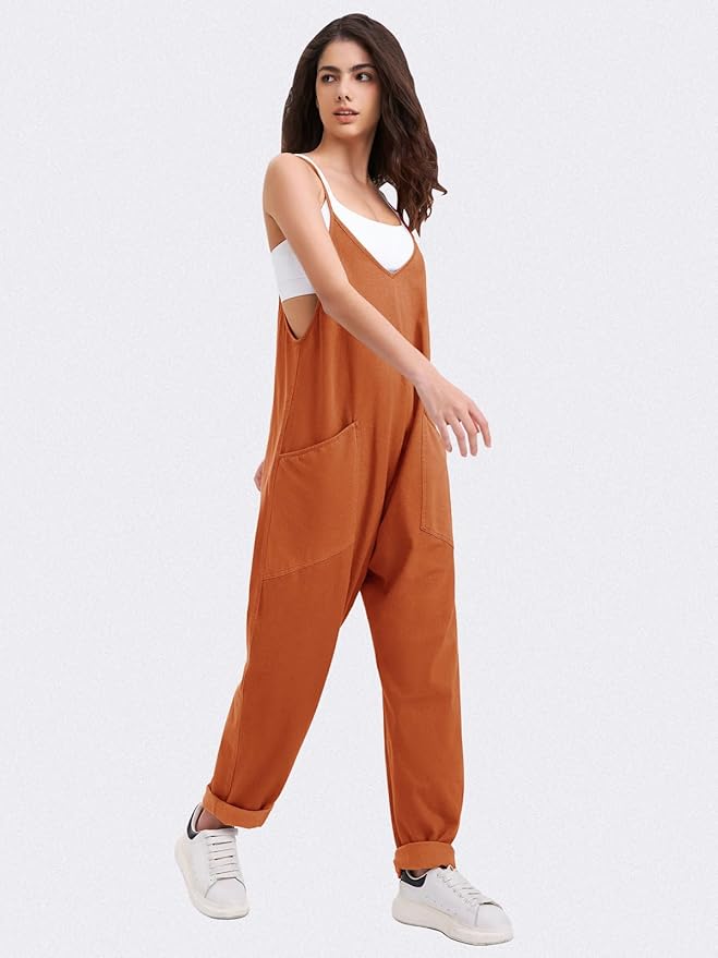 EXLURA Womens Casual Summer Jumpsuits 2026 Romper Bib Outfits Beach Vacation Denim Trendy Fashion Overalls with Pockets