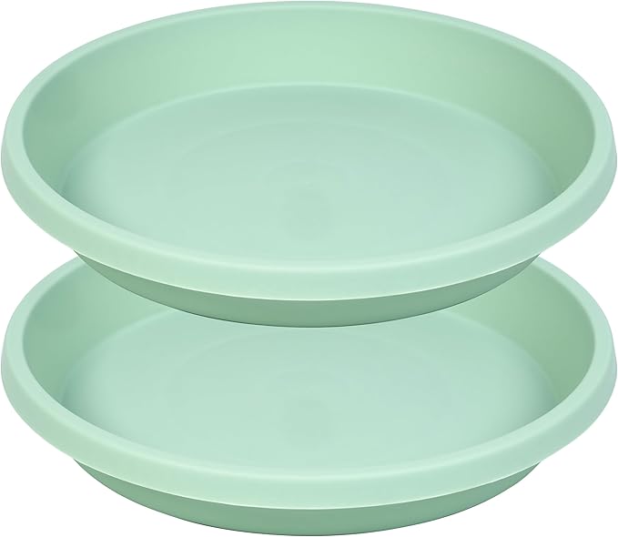 Plastic Plant Saucers 10 Inch Round Pack of 2 Thick Reusable Drip Trays for Indoor Outdoor Plants