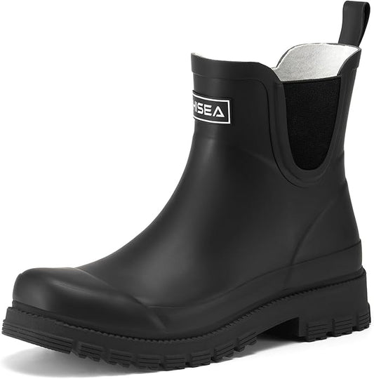 HISEA Ankle Rain Boots for Women Waterproof Chelsea Short Rubber Garden Shoes for Ladies Lightweight Fashion