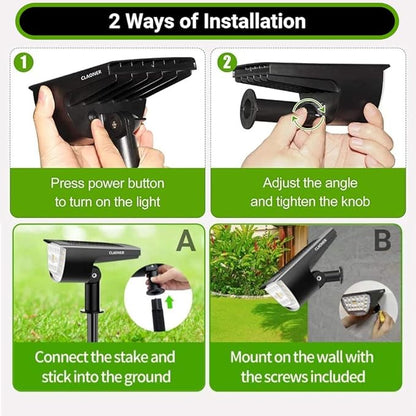 Claoner 32 LED Solar Landscape Spotlights, 3 Modes Waterproof Solar Landscaping Spotlights Outdoor Solar Powered Wall Lights for Yard Garden Driveway Porch Walkway Pool Patio- Warm White(4 Pack)