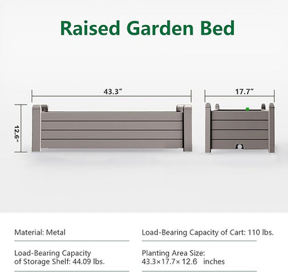 EasyUp Horticulture Garden Bed, Divisible Resin Planter Box for Backyard, Patio, Balcony, with 4 Legs(Gray,43.31 * 17.72 * 12.6)