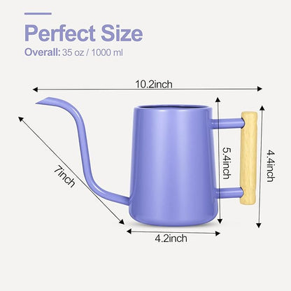 Watering Can Indoor Plants, 35 oz/1000 ml Metal Stainless Steel Watering Can Pot with Long Spout for Indoor House Plants Bonsai Outdoor Garden Flower Decorative (Purple)