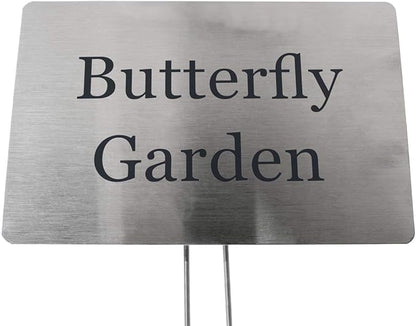 Stainless Steel Garden Sign. 6 x 4 Sign with a 10" Stake. Great as a Garden Memorial or Plant Label (Stainless Steel, 4 x 6)