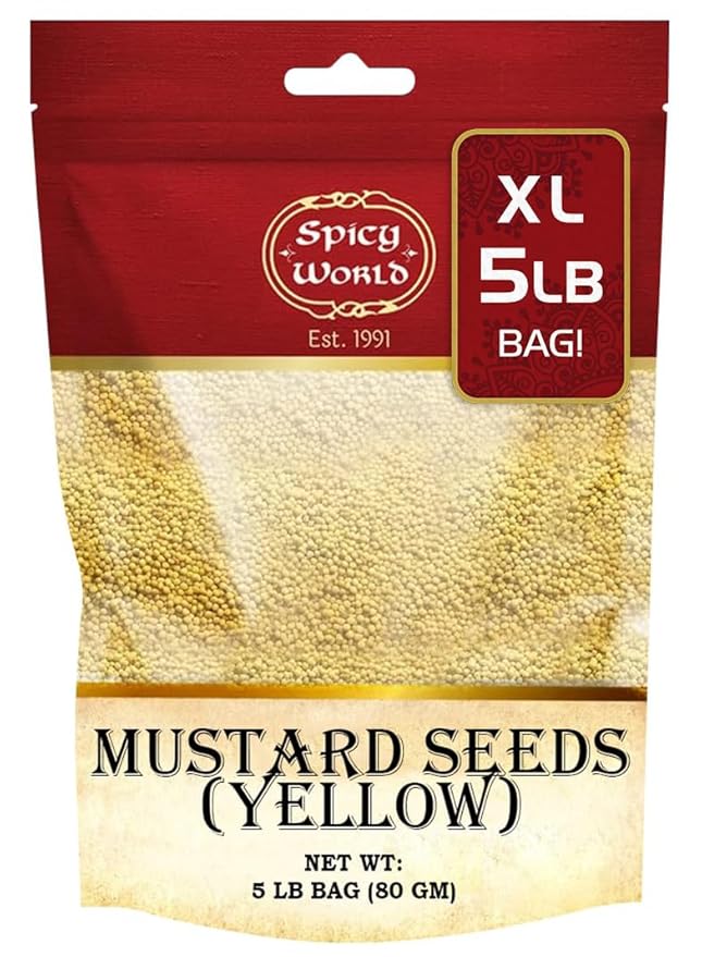 Spicy World Yellow Mustard Seeds Bulk, 5-Pounds
