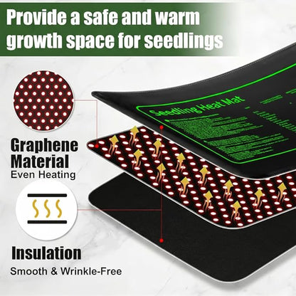 4 Pack Graphene Seedling Heat Mats for Plants, Waterproof Heating Pads for Seeds Germination and Microgreen Trays Thick and Reusable 20W