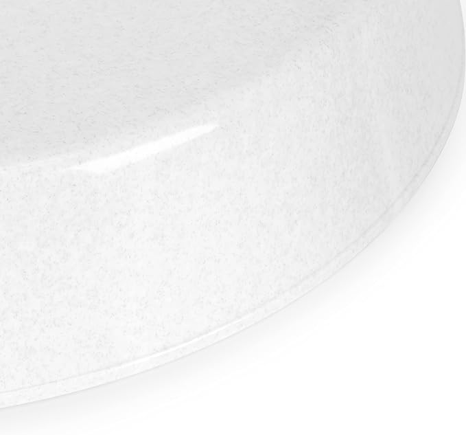 7 inch (5.5" Base) Case of 5 Plant Saucers - White Granite Colored Polypropylene,Heavy Duty Indoor/Outdoor Pan,Collects Flower Pot Drainage and Excess Water, Made in USA