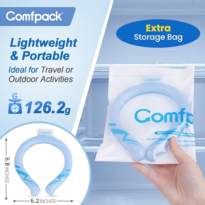 Neck Cooling Tube Reusable Ice Ring Neck Coolers for Hot Weather Wearable Ice Ring for Outdoor Sports, Workers, Relief for Hot Flashes(White)