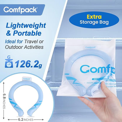 Neck Cooling Tube Reusable Ice Ring Neck Coolers for Hot Weather Wearable Ice Ring for Outdoor Sports, Workers, Relief for Hot Flashes(White)