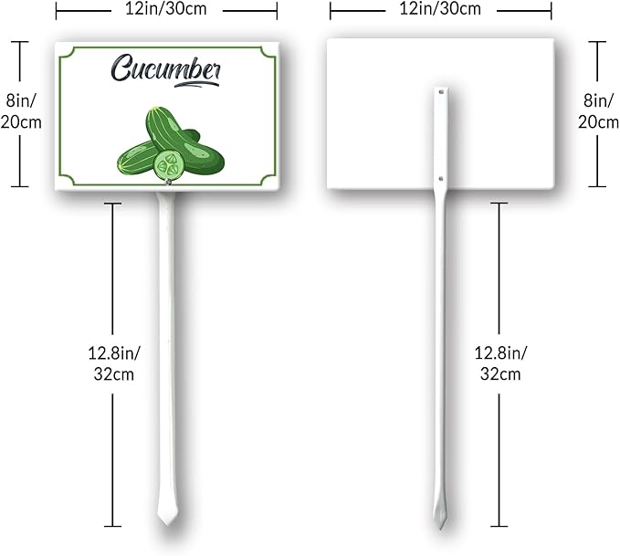 Boylee 8x12inch Aluminum Cucumber Garden Sign with Stake for Vegetables, Herbs, Flowers, Potted Plants