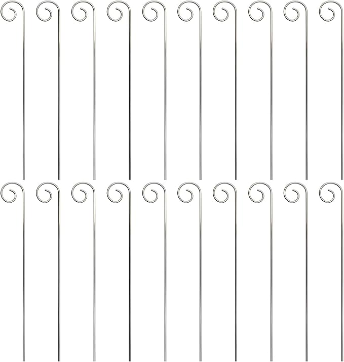 20 Pcs Silver 20cm Plant Label Hooks Garden Markers Stake Plant Label Holder Hanger Plant Sign Stake Rustproof Deformed Garden Plant Sign Hooks Hanging Rods for Flower, Planter