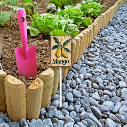 Uptell Vintage Aluminum Mango Fruit Signs Yard Sign with Stake for Garden Fruit Garden Label Stakes Plant Markers for Outdoor Plants Waterproof 8x12 inch