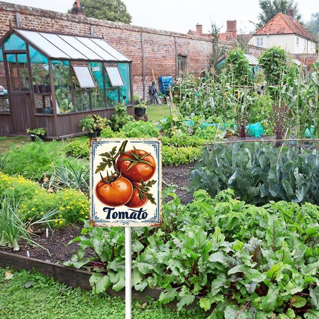 Bidesign (6X4.6) IN Corn Aluminum Vegetable Garden Sign With Stake Plant Marker Vegetable Garden Stake With Vegetable Name For Nursery Vegetable Garden Fence Decoration Outdoor