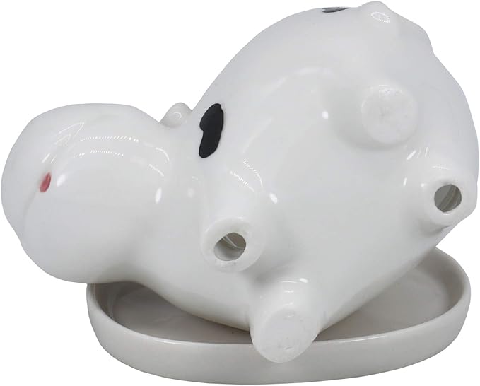 Cute Cow Succulent Planter Pot with Drainage Tray, Small White Ceramic Cactus Flower Container, Animal Shaped Indoor Air Plants Holder