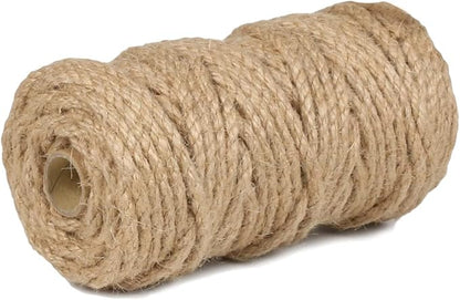 PerkHomy 5mm Jute Rope 105 Feet Twisted Heavy Duty and Thick Twine Rope for Cat Scratcher Scratching Post Tree Craft Projects Gardening Home Decoration Packing Bundling (105FT * 5mm)