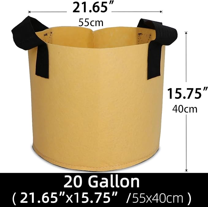 Grow Bags,Growing Pot Bags Garden Grow Bag Indoor Outdoor Fabric Aeration Plant Pot Container Flower Vegetable Pouch (Khaki,20Gallon)