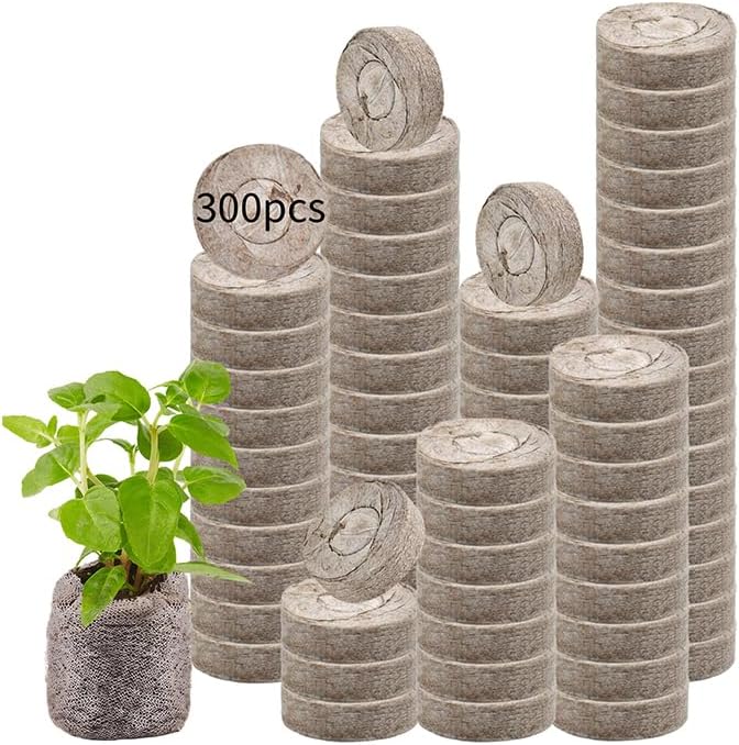 Legigo 300 Pcs 30mm Peat Pellets Seed Starter Soil Pods- Seedling Soil Peat Pods for Seed Starting, Compressed Seed Pod Root Starter Plugs for Garden Plant Cuttings Planting Herb Flower and Vegetables