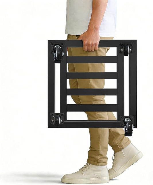 Plant Caddy with Wheels, 16'' Heavy Duty Large Metal Rolling Plant Stand with Lockable Caster, Square Plant Dolly Rust-Proof for Large Planters, Holds up 500 Lbs, 1 Pack