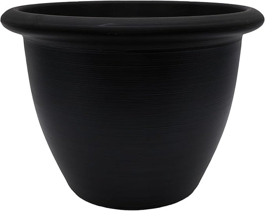 The HC Companies Sevilla Flower Planters - Durable Outdoor & Indoor Planter - Round Lightweight Self Watering Plant Pots for Herbs & More (14" Black, Pack of 1)