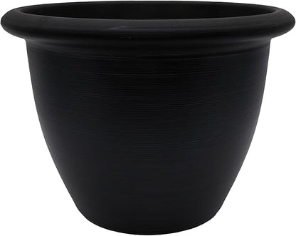 The HC Companies Sevilla Flower Planters - Durable Outdoor & Indoor Planter - Round Lightweight Self Watering Plant Pots for Herbs & More (16" Black, Pack of 1)
