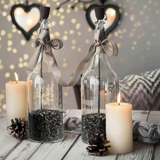 HappyFiller 1.3 LB Crushed Glass Sand Broken Pieces Grey Mix with Glitter for Resin Arts Crafts, Succulent Planter Soil Cover,Vase Fillers,Candle Holder Decor,Terrarium Small Pebbles Stones