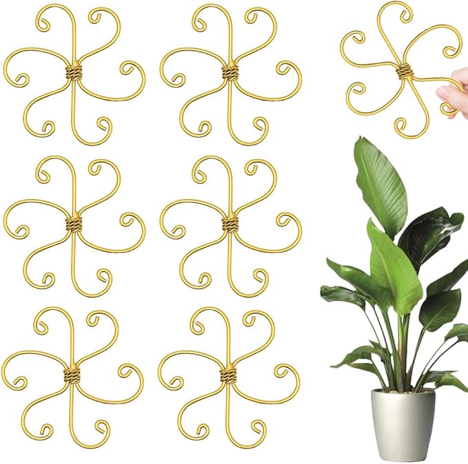 Plastic Climbing Plant Support Set, 6pcs, Flower Goldern, Semicircular, Minimalist Trellises