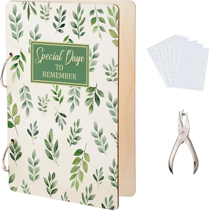 SUPERDANT Special Days to Remember Greeting Card Organizer Gift Card Holder Cards Keeper Storage Keepsake Book Binder Birthday Holiday Post Cards Photo Album Holder with Punch and 20 pcs Inner Pockets