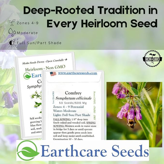 True Comfrey 50 Seeds (Symphytum officinale) Non GMO, Heirloom