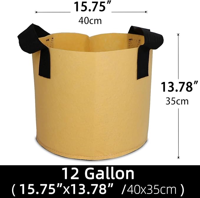 Grow Bags,Growing Pot Bags Garden Grow Bag Indoor Outdoor Fabric Aeration Plant Pot Container Flower Vegetable Pouch (Khaki,12Gallon)