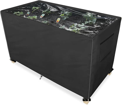Outdoor Raised Garden Bed Winter Cover with Transparent PVC Top Window,Waterproof Heavy Duty Covers with Split Zipper for 48 x 24 x 30 inch Elevated Wood Planter Box Stand(Black,Cover only)