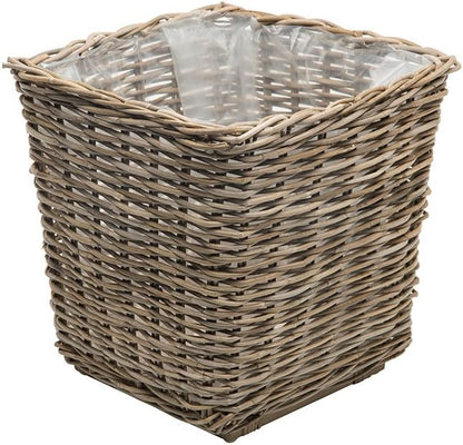 Kouboo Planter Woven Rattan Indoor Outdoor with Drainage Holes Tall Cute Pots Square for Olive Tree Large