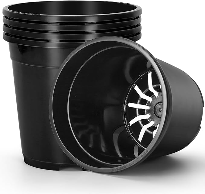 5 Gallon Pots for Plants, 11.8 Inch Plant Pots with Drainage Holes, Sturdy Plastic Large Nursery Pot, 5 Gallon Nursery Pots for Seedlings, Succulents, Cuttings