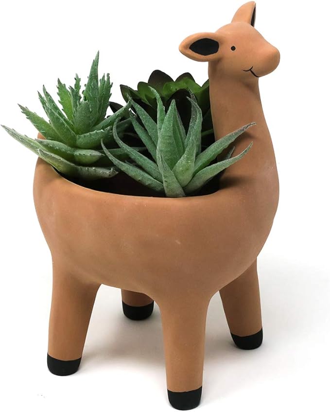 Cute Llama Planter in Terracotta Color for Succulent Cactus Small House Plants 3.25 Inch Indoor Outdoor Planter