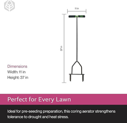 Yard Butler Manual Lawn Coring Aerator, ID-6C - Lawn Care Tool for Aerating - Long-Handled - Power-Coated Steel Construction - Comfortable Cushioned Handles Garden Tool - Easy to Use