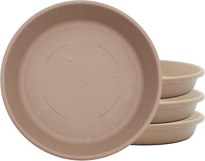 The HC Companies 6 Inch Classic Round Plant Saucer, Lightweight UV-Resistant Plastic Outdoor & Indoor Flower Pot Tray, 4-Pack Plant Pot Trays for Garden & Home Decor, Sandstone