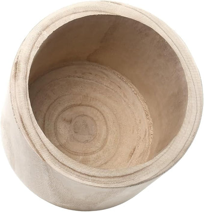 CYS EXCEL 11'' Natural Cylinder Planter Lightweight Natural Wood Cachepot for Indoor Plants, Succulents, Herbs, Home & Office Decor