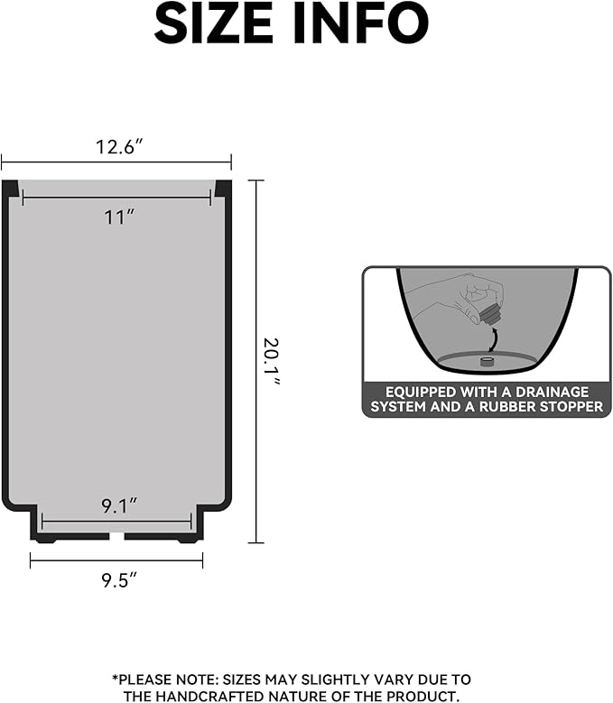 Kante 20.1 Inch Tall Concrete Planter, Round Pedestal Design Garden Pot for Indoor Outdoor Plants, Modern Garden Pot with Drainage Hole, Weathered Concrete Finish with Painted Interior