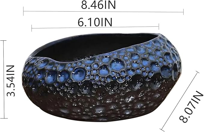 Lotus Bowl Planter, Lotus Bowls for Planting in Water Indoors, Ceramic Planters for Indoor Plants, Thickened Round Planter, for Succulent Plants Leak-Proof Design (Blue Planet)