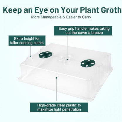 YoleShy 5 Packs Seed Starter Tray with Dome Reusable Plastic Plant Growing Trays with Humidity Domes Lids Thickened Sturdy for Seed Starting Germination Growing Seedling Propagation,14.5"x9"
