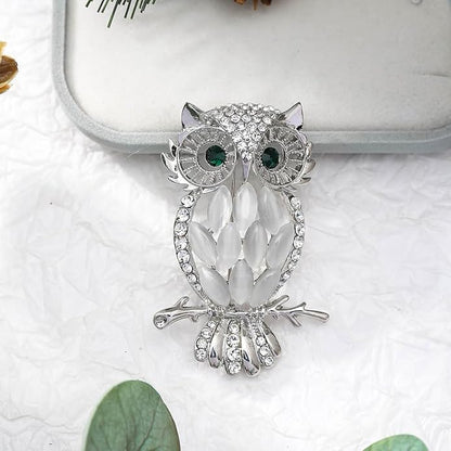 Rhinestone Owl Brooch Pin for Women Cute Big Cartoon Cat Eye Stone Owl Bird Brooch Unique Double Owl Brooch Pin Clothes Bag Hat Dress Jewelry