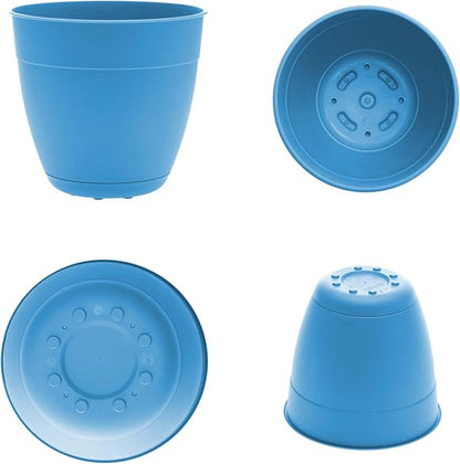 Bloem Dayton Planter with Saucer: 16" - Ocean Blue - 100% Recycled Plastic Pot, Removable Saucer, Elevated Feet, for Indoor and Outdoor Use, Gardening, 8.5 Gallon Capacity