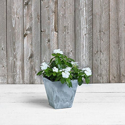 ArtStone 35080 Ella Square Planter, 8-Inch, Grey