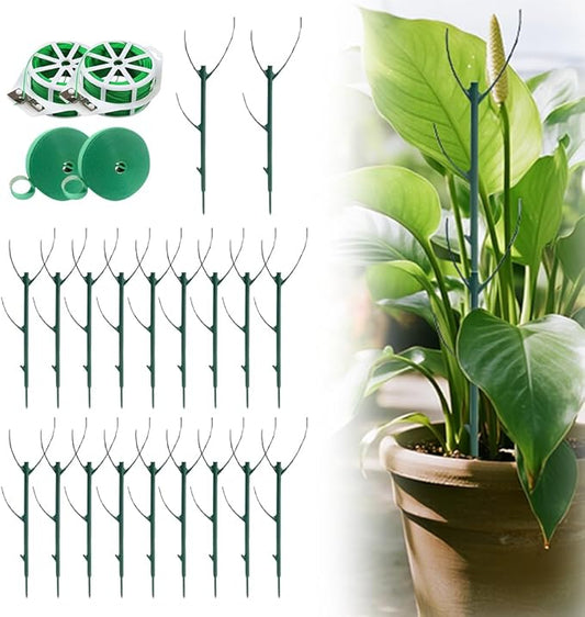 20 Pack Stackable Monstera Plant Support, Garden Plant Stakes Moss Pole for Indoor Outdoor Climbing Plants, Pothos Philodendron Tall Potted Plants Holder Stick (20 Pack)
